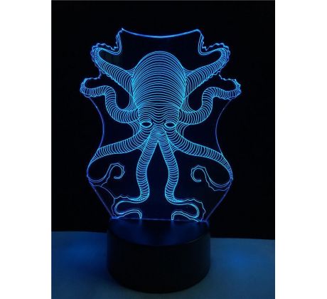 Beling 3D lampa, Chobotnica, 7 barevná S24