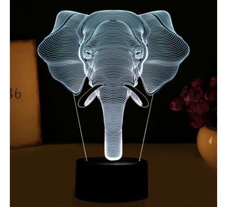 Beling 3D lampa, Slonia hlava, 7 barevná S50