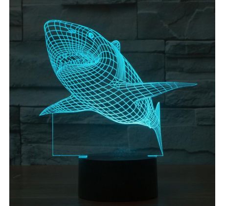 Beling 3D lampa, Žralok, 7 barevná S56