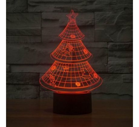 Beling 3D lampa, Vianočný stromček, 7 barevná S113