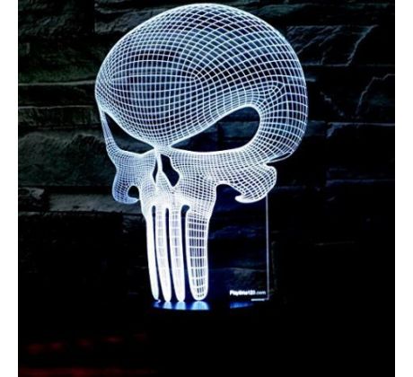 Beling 3D lampa, Punisher-lebka, 7 barevná S134