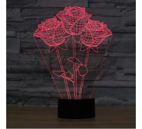 Beling 3D lampa, Kytica ruží, 7 barevná S139