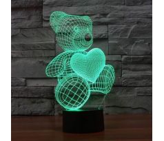 Beling 3D lampa, Macík Ted, 7 barevná S141
