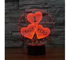 Beling 3D lampa, Milujem Ťa, 7 barevná S142