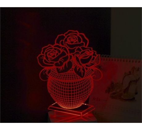 Beling 3D lampa, Ruže, 7 barevná S145