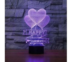 Beling 3D lampa, Šťastný Valentín, 7 barevná S147