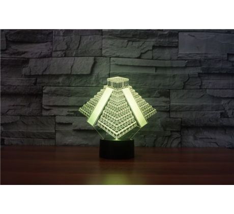 Beling 3D lampa, Aztécka pyramída, 7 barevná S153