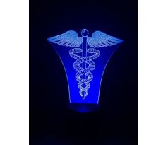 Beling 3D lampa, Caduceus medical symbol, 7 barevná S156