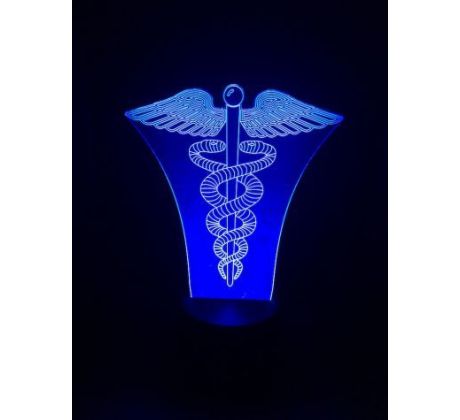 Beling 3D lampa, Caduceus medical symbol, 7 barevná S156