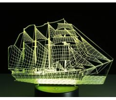 Beling 3D lampa, Loď-plachetnica, 7 barevná S180