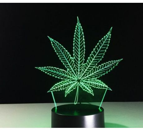Beling 3D lampa, Marihuanový list, 7 barevná S181