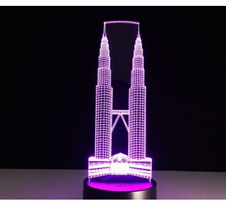 Beling 3D lampa, Petronas tower-výškové budovy, 7 barevná S186