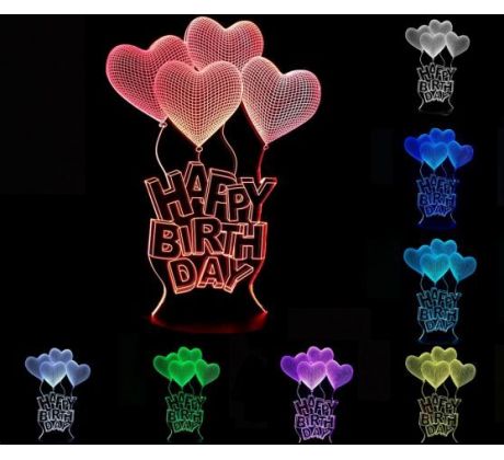 Beling Dětská lampa, Šťastné narodeniny, 7 barevná S1200
