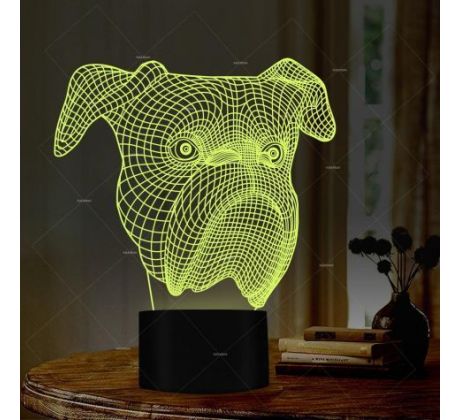 Beling 3D lampa, Anglický bull dog hlava , 7 barevná S4ASC13