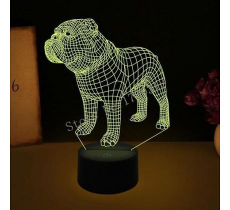 Beling 3D lampa, Anglicky bull dog, 7 barevná S4SA25