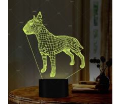 Beling 3D lampa, bull terrier, 7 barevná S421S25