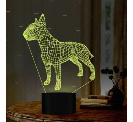 Beling 3D lampa, bull terrier, 7 barevná S421S25