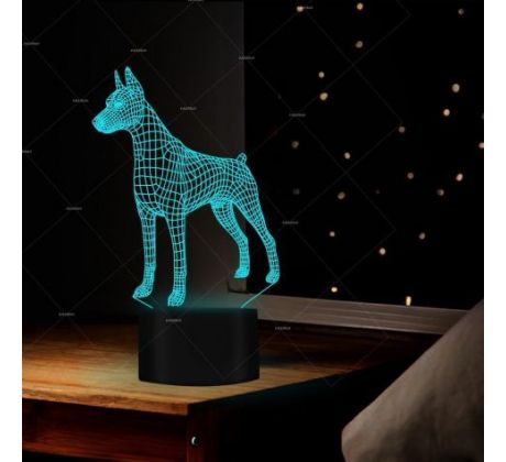 Beling 3D lampa, Doberman, 7 barevná S421S25SA