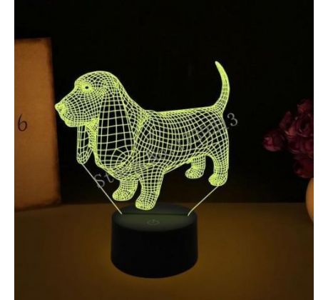 Beling 3D lampa,poľovnícky pes , 7 barevná SQWASTA