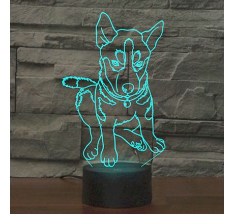 Beling 3D lampa,Husky štena , 7 barevná SQWASSATA