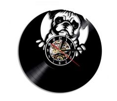 Beling nástenne vinylové hodiny Francúzsky buldoček čierne, 59GC2DS8