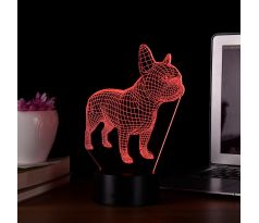 Beling 3D lampa, Francúzsky bull dog, 7 barevná S29