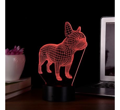 Beling 3D lampa, Francúzsky bull dog, 7 barevná S29