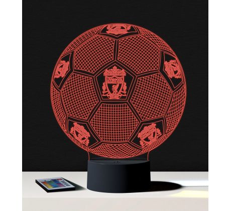 Beling 3D lampa, Lopta s logom Liverpool, 7 barevná S91