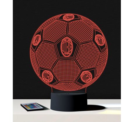 Beling 3D lampa, Lopta s logom AC Miláno, 7 barevná S95