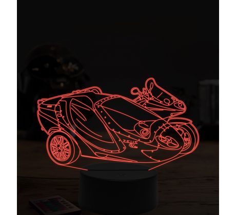 Beling 3D lampa,Zeus motorka zo sajdkárou, 7 farebná ZZ70