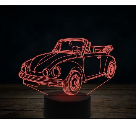 Beling 3D lampa, Volkswagen kever cabrio, 7 farebná VW43