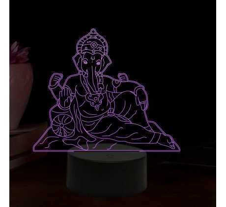 Beling 3D lampa, Lord Ganéše, 16 barevná, AA04
