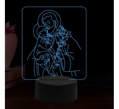Beling 3D lampa, Svatý Josef, 16 barevná, AA05