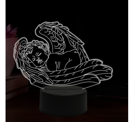 Beling 3D lampa, Spící anděl dítě, 16 barevná,AA07