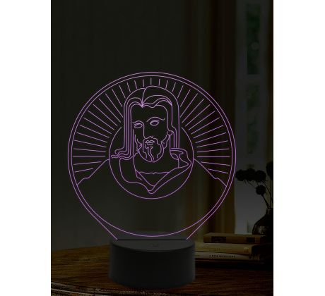 Beling 3D lampa, Ježíšova tvář, 16 barevná, AA14