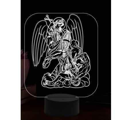 Beling 3D lampa, Archanděl Michael, 16 barevná, AA40