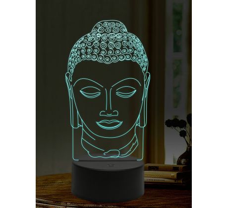 Beling 3D lampa, Hlava Buddhy, 16 barevná, AA45