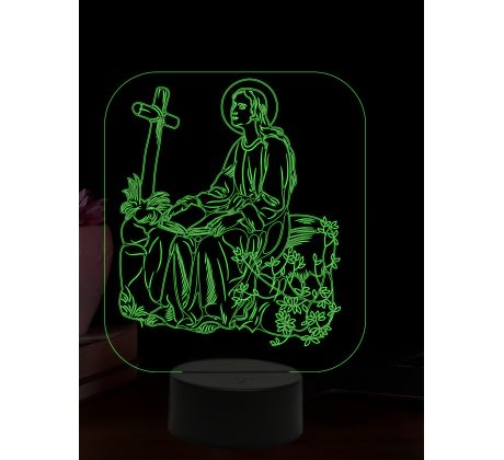 Beling 3D lampa, Svatá Rozálí, 16 barevná, AA59