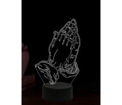 Beling 3D lampa, Modlící ruce, 16 barevná, AA89