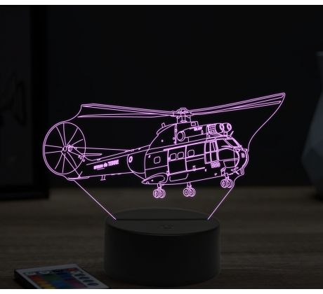 Beling 3D lampa, Aerospatiale SA 330 Puma, 16 barevná, LV05
