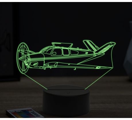 Beling 3D lampa, Beechcraft Bonanza airplane, 16 barevná, LV21