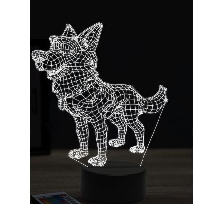 Beling 3D lampa, Cartoon Shepherd pes, 16 barevná, PS10