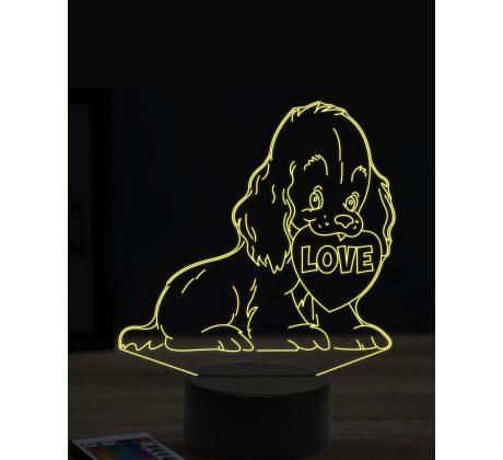 Beling 3D lampa, Dog heart love, 16 barevná, PS12