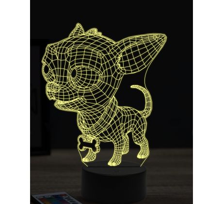 Beling 3D lampa, Funny Chihuahua pes, 16 barevná, PS19
